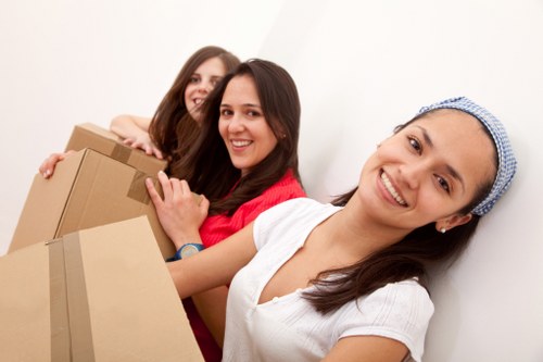 Packed household items ready for removals and storage in Leamouth