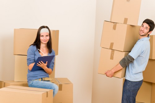Removal van and organised boxes for a smooth Leamouth move